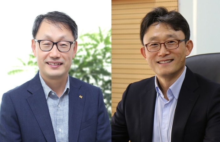 구현모 KT 사장(왼쪽)과 박윤영 KT 신임 사장(오른쪽). /제공=KT